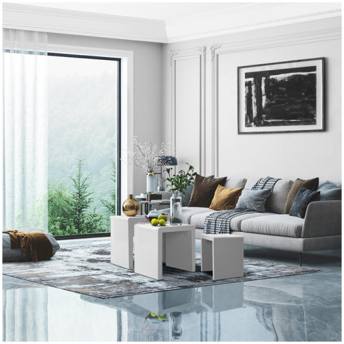 Artiss Nesting Coffee Table Set of 3 Glossy White