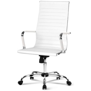 Artiss Office Chair PU Leather High Back White