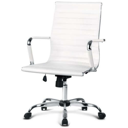 Artiss Office Chair PU Leather Mid Back White