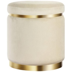 Artiss Ottoman Foot Stool Round Velvet Cream