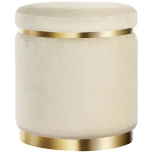 Artiss Ottoman Foot Stool Round Velvet Cream