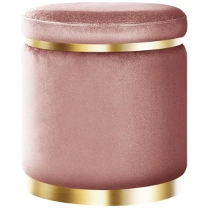 Artiss Ottoman Foot Stool Round Velvet Pink