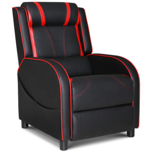 Artiss Recliner Chair Gaming Chair Leather Black Serik