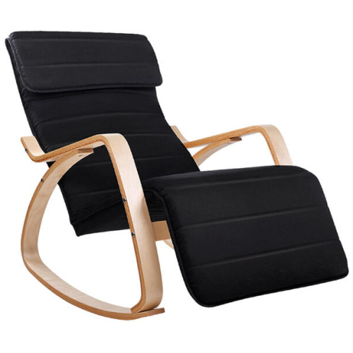 Artiss Rocking Armchair Bentwood Frame With Footrest Black Afton