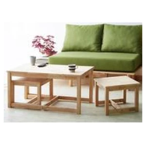 Austyn Coffee Table Set With 2 Stools Neutral