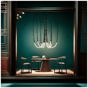 BAMDECOR Minimalistic Retro LED Minimalism Designer Lustre Hanging Lamps Slender-Shape LED Pendant Light (Black)