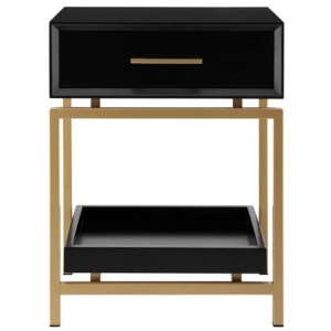 Bailey Bedside Nightstand Side Table - Black - Black