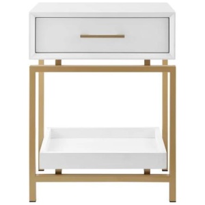 Bailey Bedside Nightstand Side Table - White - White