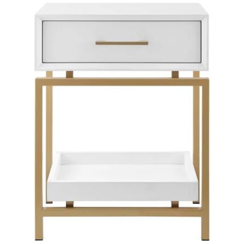 Bailey Bedside Nightstand Side Table - White - White