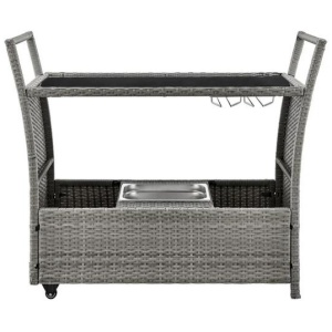 Balmain Outdoor Furniture Bar Cart Table Trolley W/ Ice Bucket- Dark Grey - Dark Grey