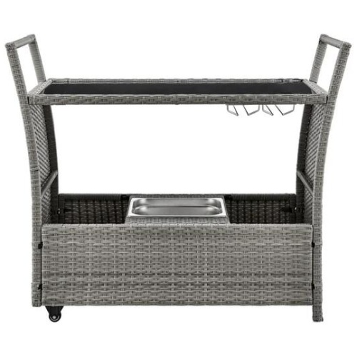 Balmain Outdoor Furniture Bar Cart Table Trolley W/ Ice Bucket- Dark Grey - Dark Grey