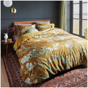 Bedding House Blossoming Ochre Cotton Sateen Quilt Cover Set King