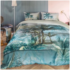 Bedding House Canopy Blue Green Cotton Sateen Quilt Cover Set King