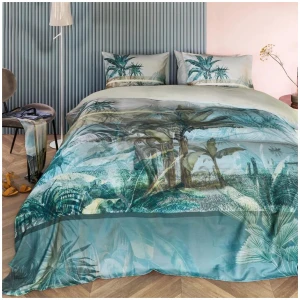 Bedding House Canopy Blue Green Cotton Sateen Quilt Cover Set King