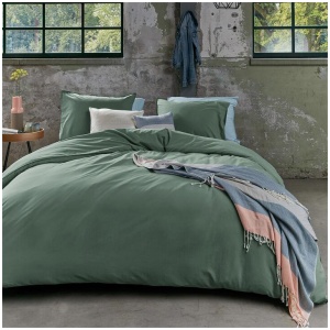 Bedding House Organic Cotton Basic Green Quilt Cover Set King