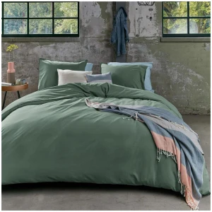 Bedding House Organic Cotton Basic Green Quilt Cover Set King