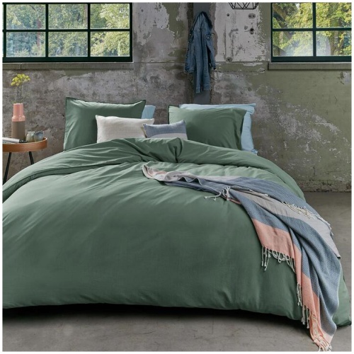 Bedding House Organic Cotton Basic Green Quilt Cover Set King