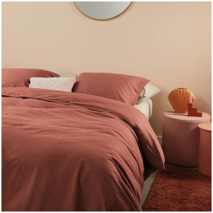 Bedding House Organic Cotton Basic Terracotta Quilt Cover Set King