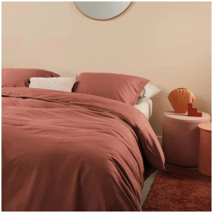 Bedding House Organic Cotton Basic Terracotta Quilt Cover Set King