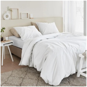 Bedding House Organic Cotton Basic White Quilt Cover Set King