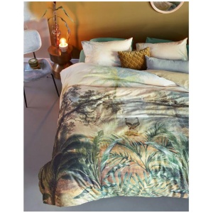 Bedding House Panoramic Green Cotton Sateen Quilt Cover Set King