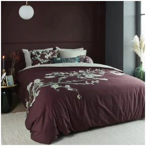 Bedding House Van Gogh Blossom Dark Red Cotton Quilt Cover Set King