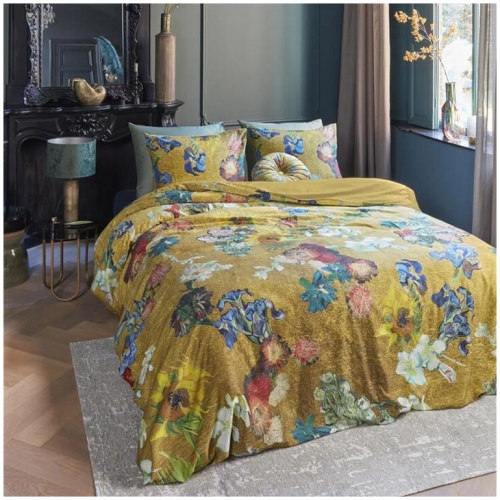 Bedding House Van Gogh Partout des Fleurs Gold Cotton Sateen Quilt Cover Set Queen