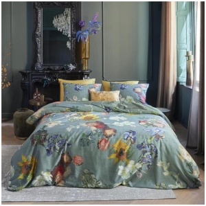 Bedding House Van Gogh Partout des Fleurs Green Cotton Sateen Quilt Cover Set King