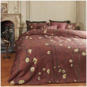 Bedding House Van Gogh Plum Blossoms Red Cotton Sateen Quilt Cover Set King