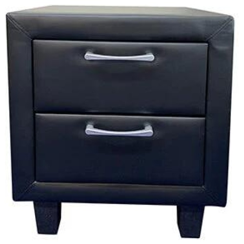 Bedside Table 2 drawers PU Leather Side Table Night Stand Storage in Black Colour