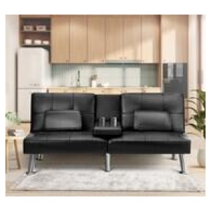 Benji Faux Leather 3 Seater Sofa Bed Black