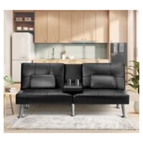 Benji Faux Leather 3 Seater Sofa Bed Black