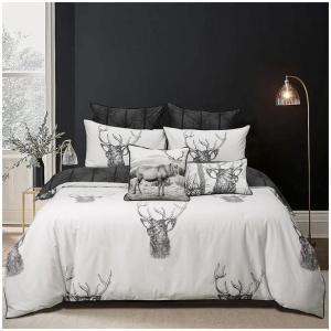 Bianca Alpine Stag Taupe Polyester Cotton Quilt Cover Set Queen
