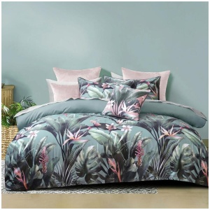 Bianca Mika Green Cotton Sateen Quilt Cover Set Queen