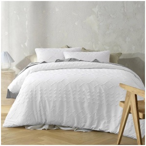 Big Sleep White Zig Zag Super Soft Tufted Quilt Cover Set Queen