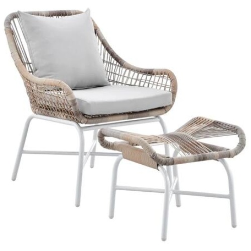 Bilgola Outdoor Armchair Relaxing Lounge Accent Patio Chair W/ Ottoman