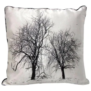 Black Tree Silk Filled Cushion 40 x 40 cm