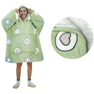 Blanket Hoodie with Sherpa Reverse Apple Hearts