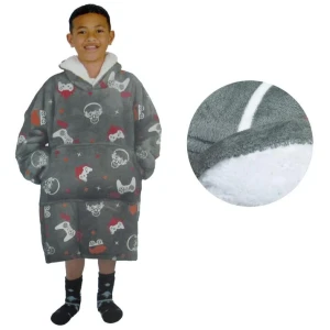 Blanket Hoodie with Sherpa Reverse Grey Gamers