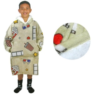 Blanket Hoodie with Sherpa Reverse Taupe Movie Addict