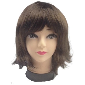Bob Wig Costume Short Straight Fringe Cosplay Party Full Hair Womens Fancy Dress - Brown