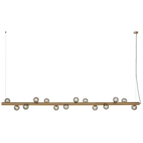 Brass Linear Bench Pendant Lights Henry 14L Kitchen Smoke Modern Contemporary Dining Table Lighting