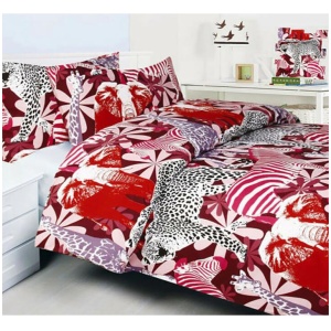 Bright Young Things Jungle Red Quilt Cover Set Single
