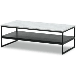 Brink 1.2m White Marble Coffee Table - Black by Interior Secrets - AfterPay Available