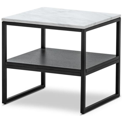Brink White Marble Side Table - Black by Interior Secrets - AfterPay Available