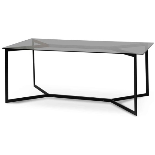 Cannon 1.9m Grey Glass Dining Table - Black Base by Interior Secrets - AfterPay Available