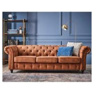 Carlotta 3 Seater Chesterfield Sofa Brown