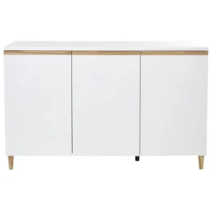 Carrie Sideboard Buffet Unit Cabinet - High Gloss White / Antique Oak