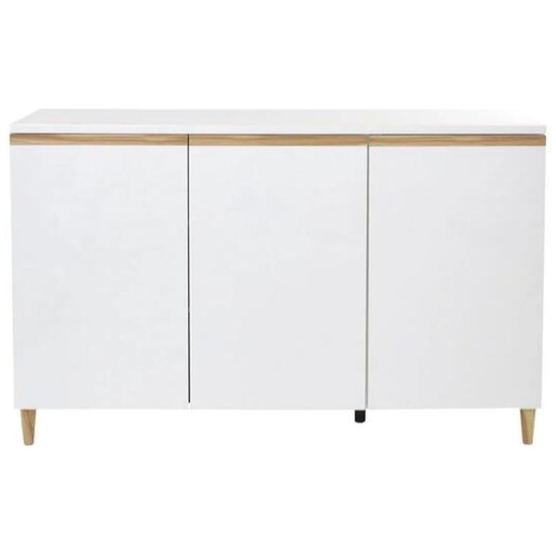 Carrie Sideboard Buffet Unit Cabinet - High Gloss White / Antique Oak