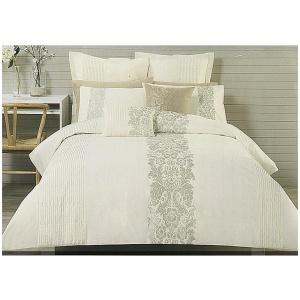 Catherine Cream Taupe Embroidery Quilt Cover Set QUEEN